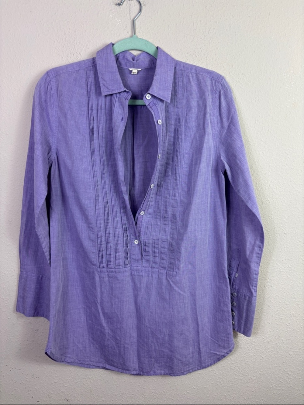 J. Crew popover partial button down collared shirt lavender tunic‎ size XS